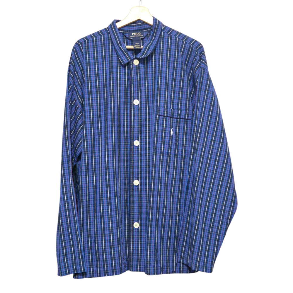 Polo Ralph Lauren Men's Blue Plaid Long-sleeve Pajama shirt Size Large